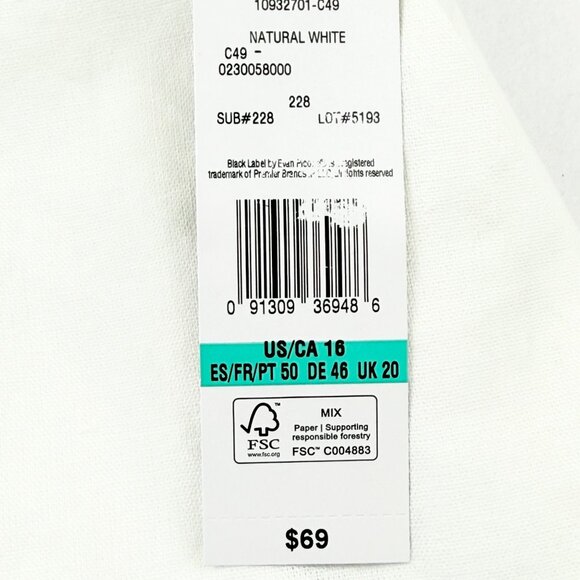 Black Label by Evan-Picone Womens Linen Blend Natural White Crop Pants Sz 16 NWT - Picture 6 of 11